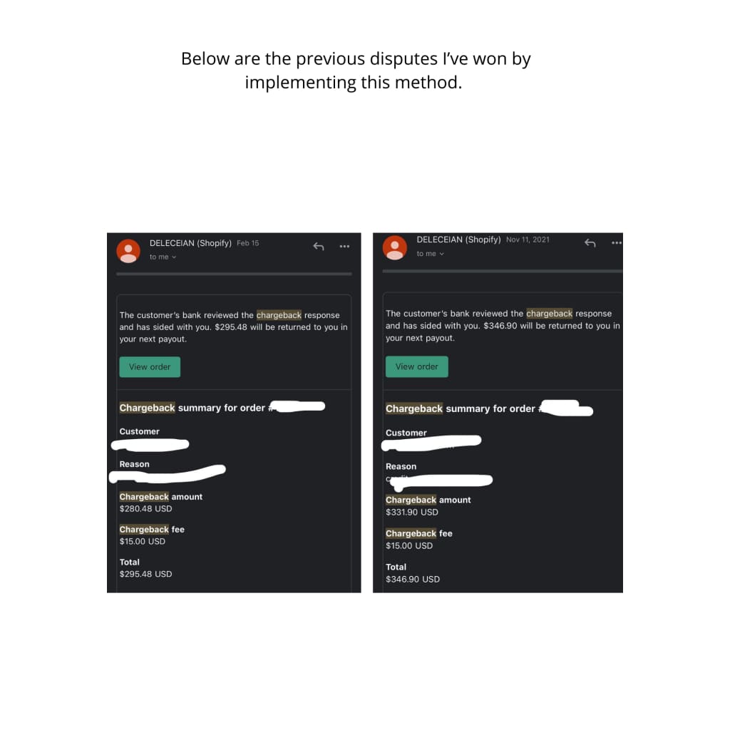 Deleceian Chargeback Cheatsheet